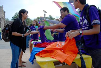 Students hand out