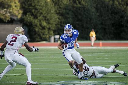 Senior Max McCaffrey will return this season as part of a high-scoring Duke offense. Faculty and staff can cheer the Blue Devils with deep discounts on season tickets. Photo courtesy of Duke Athletics.