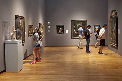 Visitors explore one of the Nasher's newest exhibitions, “The New Galleries: A Collection Come to Light.