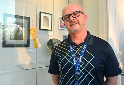 Duke informatics educator Michael Palko won the 37th Duke Employee Art Show's 