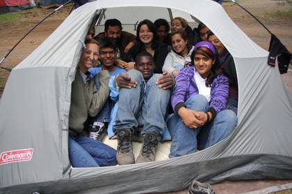 Danielle Potter, front left, with her students in the Urban Semillas project.