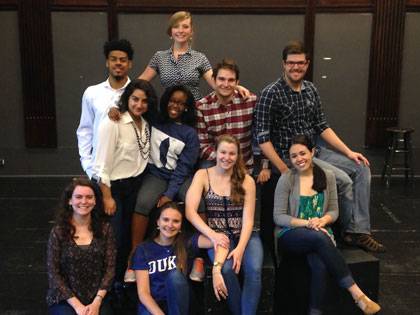 The Class of 2015 Theater Studies majors. Mike Myers (red shirt) and Austin Powers are next to each other on the right in the second row.