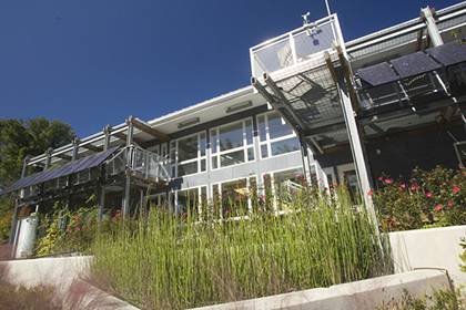  The Duke Smart Home, which is the first LEED Platinum building on Duke's campus, was built in 2007. Duke groups are invited to request tours of the 6,000-square-foot live-in laboratory. Photo courtesy of Duke Smart Home