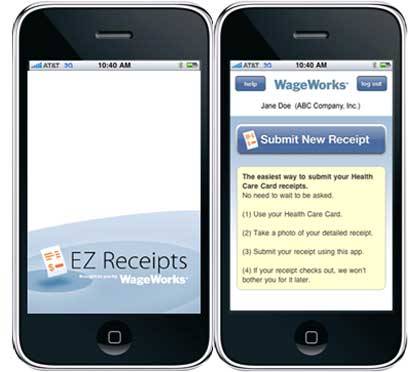 EZ Receipts, the new mobile app from WageWorks, allows users to take photos of receipts on their mobile device and upload them to WageWorks.