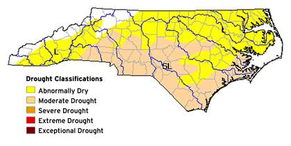 The northern portion of North Carolina - including Durham County - are currently listed as 