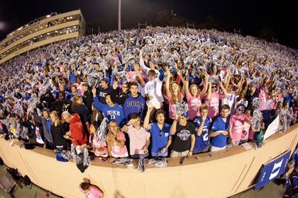 Faculty and staff can join other Blue Devil fans to cheer on Duke during the Belk Bowl in Charlotte Dec. 27. Photo courtesy of Duke Athletics.