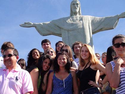 Duke students at Corcovado during Duke in Brazil 2013.  Photo by Magda Silva