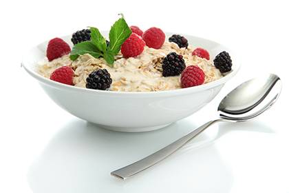 A bowl of oatmeal is just one suggested way to begin each day with a healthy meal, said Esther Granville, nutrition program manager for LIVE FOR LIFE, Duke's employee wellness program.