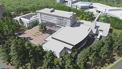 Artist rendering of an aerial view of what the R. David Thomas Center will look like after major renovations. Photo courtesy of Duke Facilities Management.
