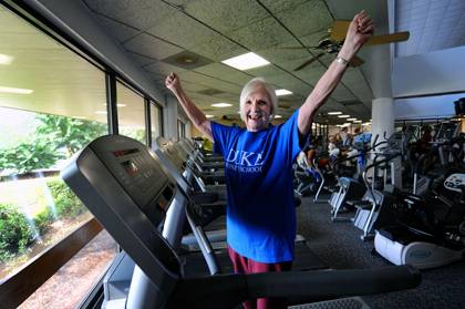 The Rev. Joann Turner, a retired pastor in the North Carolina Conference of the United Methodist Church living in Goldsboro hits the gym. Photo by Donn Young.