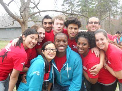 Elliot Johnson, center front, with students on a Common Ground retreat.