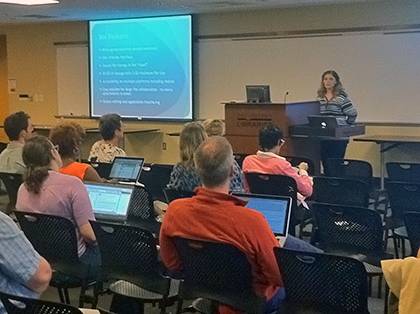 Duke community members gather for a Learn IT @ Lunch seminar.