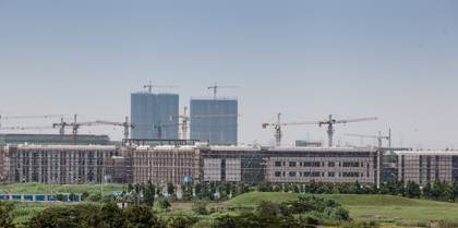The DKU campus site under construction.  The school will enroll its first students in fall 2014.