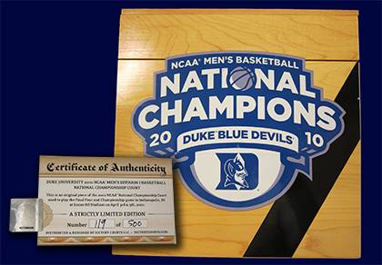 One randomly-selected participant who sends a recipe will win this floorboard from Duke men's basketball's 201 national championship game.