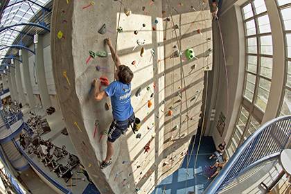 Recreation Center membership offers access to facilities such as the climbing wall at Wilson Recreation Center.