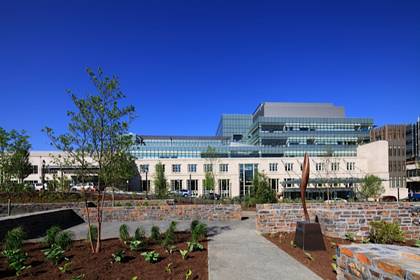 Highlights of the Cancer Center's LEED certification include lots of natural lighting and open, green spaces. Photo courtesy of Duke Medicine.