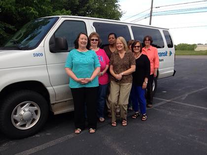 Duke employees Beverly Foushee and Lisa Powell join this vanpool group to ride into Durham from Roxboro. Photo courtesy of Beverly Foushee.