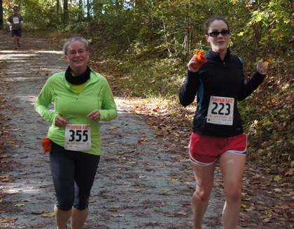Beth Doyle, left, used Duke's Run/Walk Club to prepare for her first 5K. She ran Duke's Pumpkin Fun Run in November 2011. Photo courtesy of LIVE FOR LIFE.