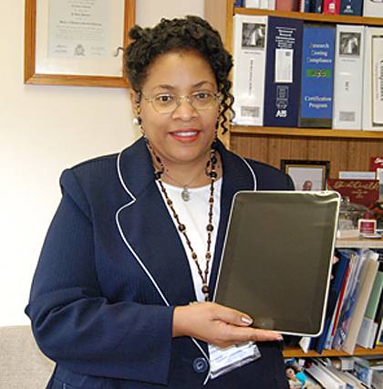 Renee Vaughan was the grand prize winner of the snow and ice removal plan quiz. She received an iPad.