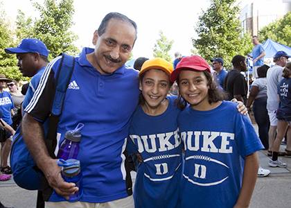 Duke employees are encouraged to put on their Duke blue clothing as a sign of campus unity this Friday. Photo by Duke Photography.