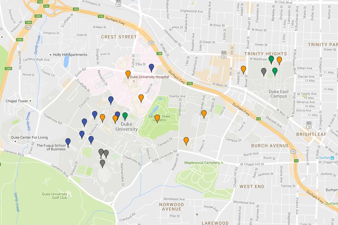 There are about two dozen lost and found locations spread across Duke's campuses.