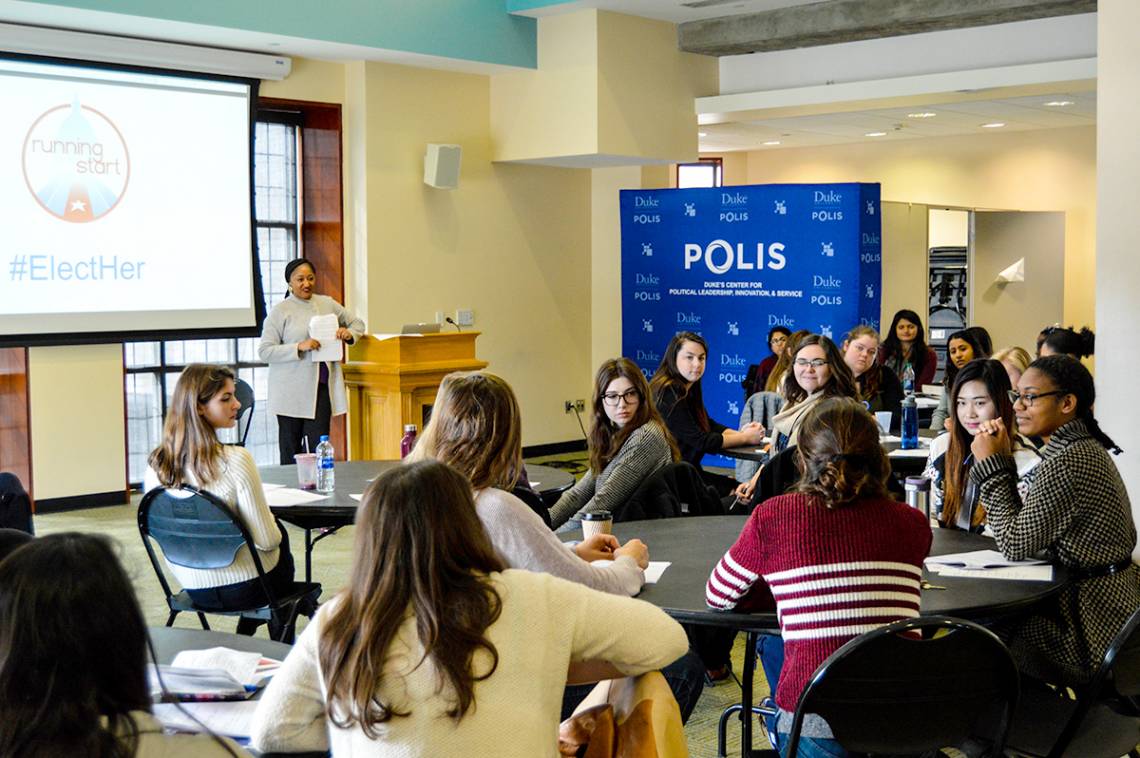 At the POLIS event, Duke female students got a primer in the skills needed to run for political office.