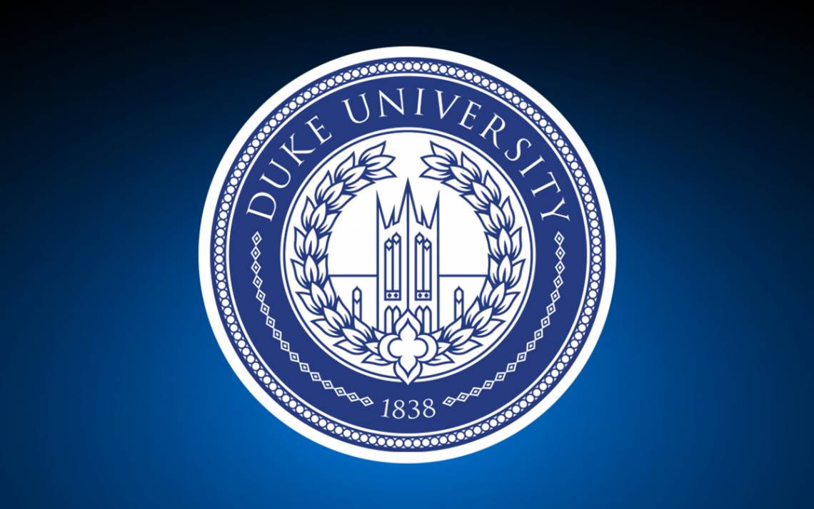 The Duke logo against a blue background.