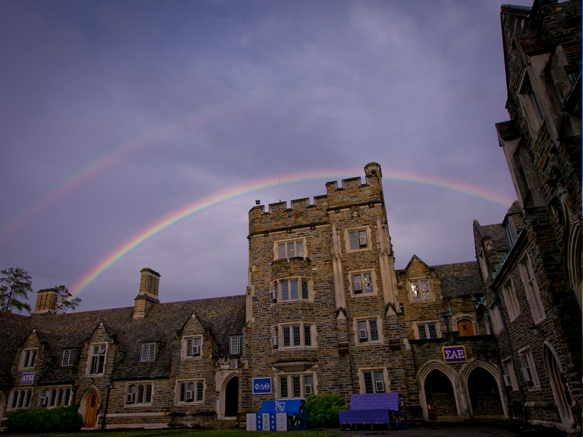 double rainbow over Duke's campus