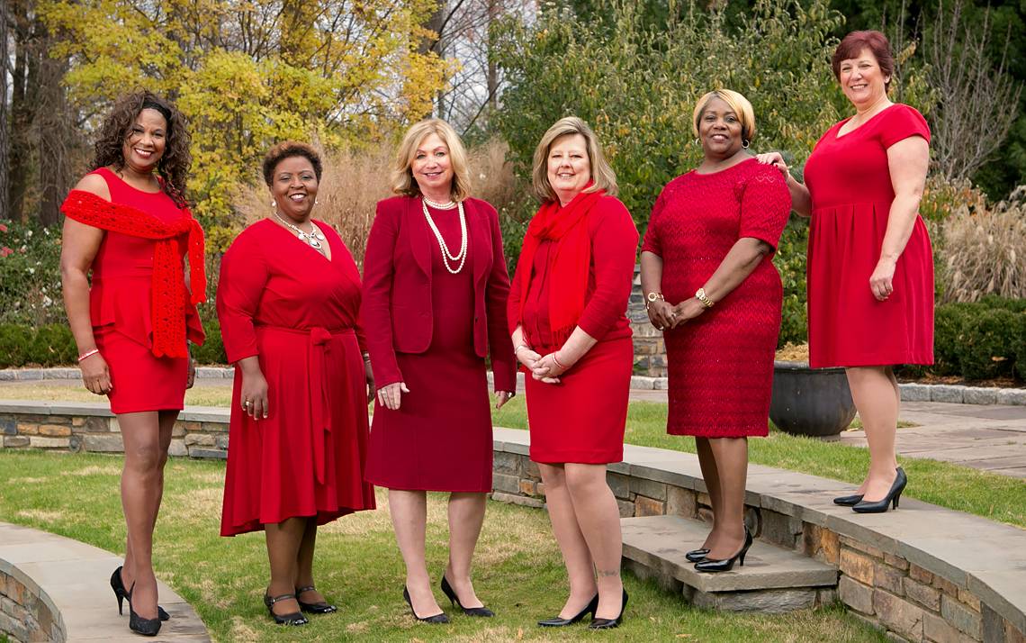 Volunteers with the Duke Heart Center wear red to promote heart health for women. The Duke Heart Center helps organize a monthly support group for women who have heart disease or are at risk for heart disease. Photo courtesy of the Duke Heart Center