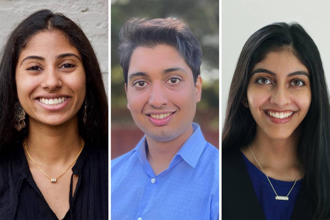 Samvid Scholars: Rasheca Logendran, Sahil Sandhu and Sujal Manohar.