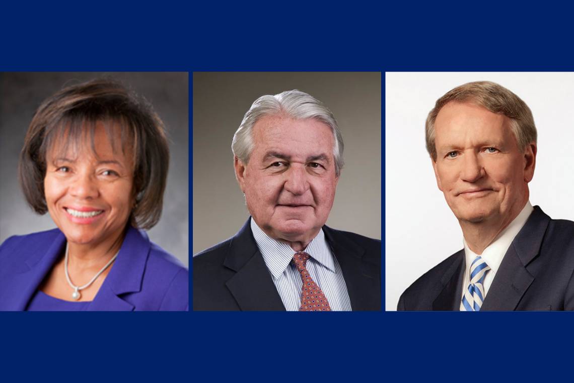 2021 University Medal Award Winners: The late MaryAnn Black, Peter Nicholas and Rick Wagoner.