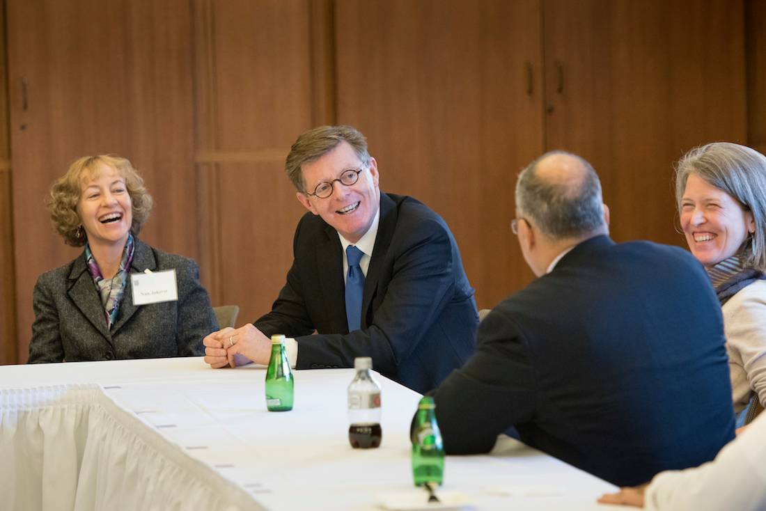 Vincent Price meets with members of the Duke community.