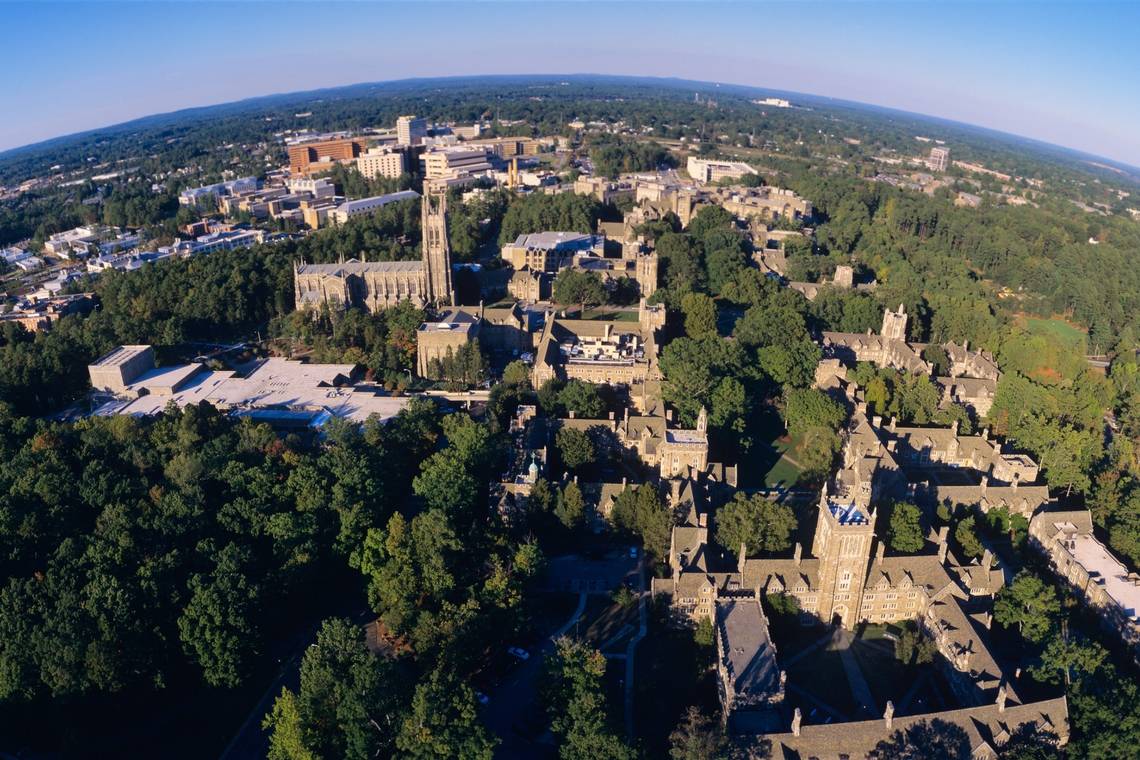 A bird's eye view of Duke University's West Campus