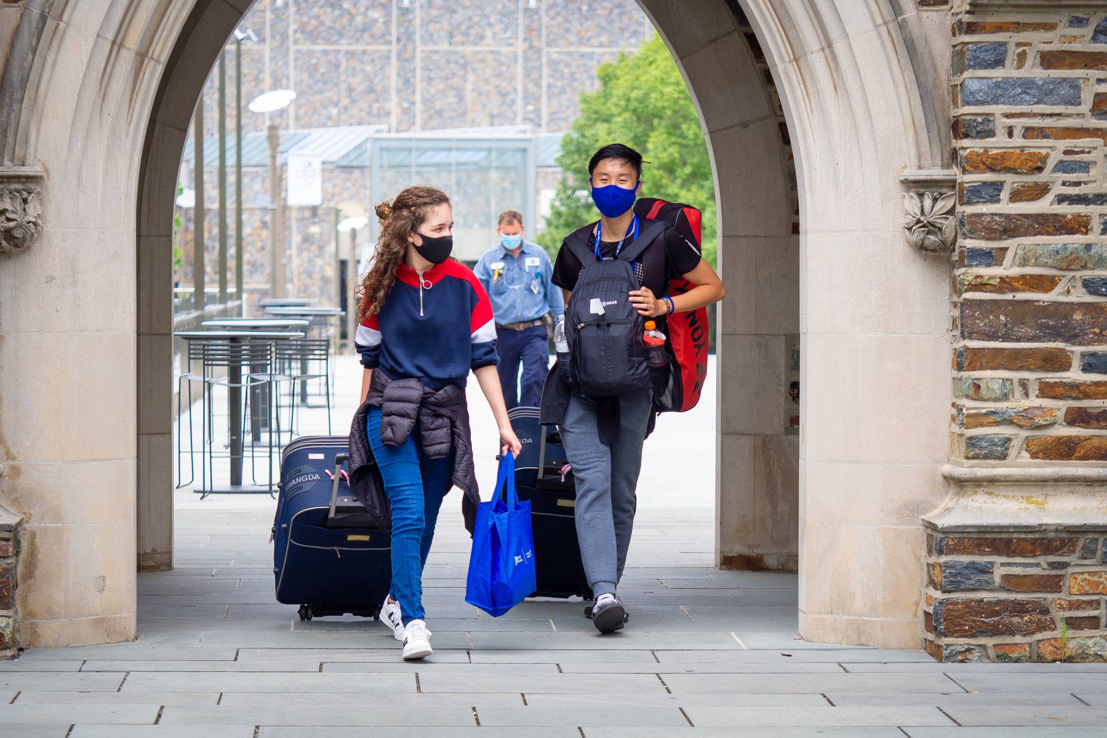 Students moving in with their belongings on the first day of move-in for the class of 2024.