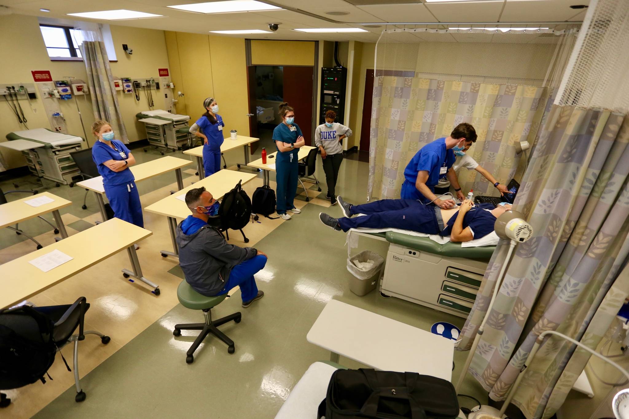 Duke nursing students with masks on.