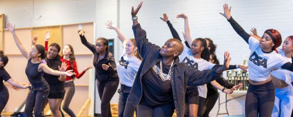 Hope Boykin leads Students in a master dance class.