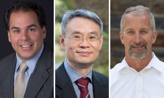 The 2022 AAAS Fellows class from Duke is (L-R) Gerard Blobe, Yiran Chen and Steve Haase.
