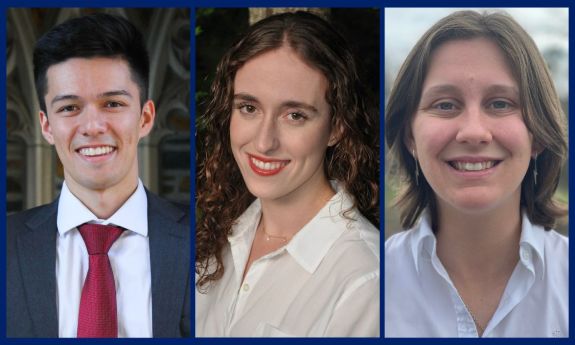 2023 Faculty Scholars: Marcos Hirai Catao, Julia Leeman and Maggie Wolfe.