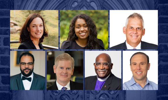 New Duke trustees, top row: Sharon Marcil, Sydney Hunt, Tom Lister. Bottom row: Warren Lattimore, David Taylor, Greg Palmer and Andy Dillon.