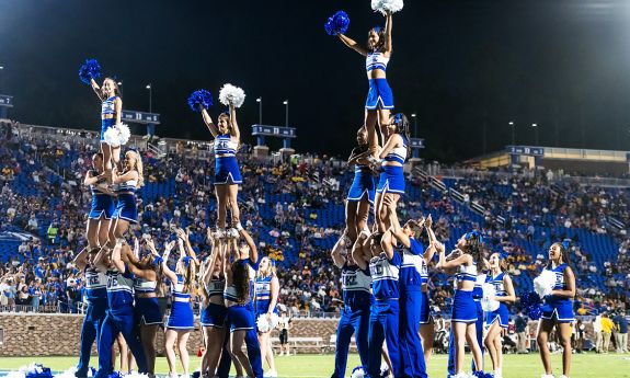 Cheerleaders at a football game