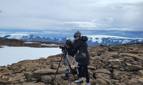 Jacob Whatley and Kulsoom Rizavi filming in Iceland.