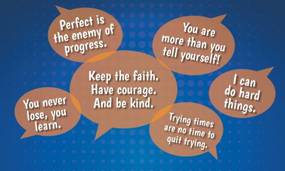 Word bubbles with sayings.