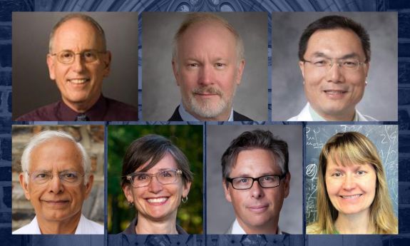 Seven headshot photos: Duke's class of AAAS Fellows for 2024: (L-R from top) Steven Asher, Colin Duckett, Chuan-Yuan Li, Kishor Trivedi, Toddi Steelman, Martin Smith, Kate Scholberg.