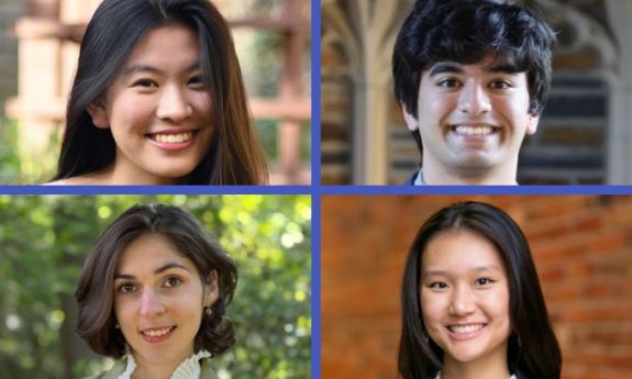 Pictures clockwise from top left: Michelle Si, Ayush Jain, Juliet Jiang and Marie-Hélène Tomé