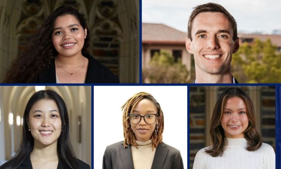 National and departmental award winners: Ariella Chukwuma, Daniel Collins, Chloe Nguyen, Staci Grimes and Kristin Zhu