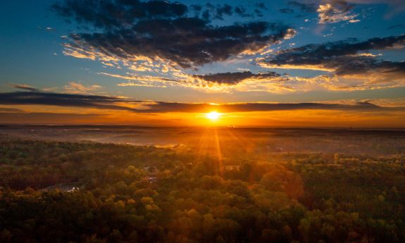 A sunrise over Duke Forest