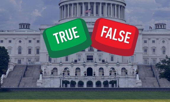 Capitol building with true and false buttons