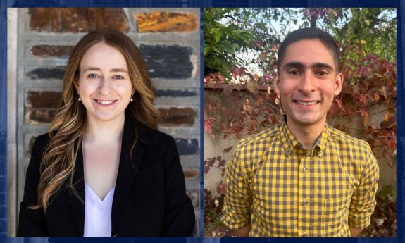 Carlee Goldberg and Faraan Rahim will use the Samvid Scholarship for graduate study