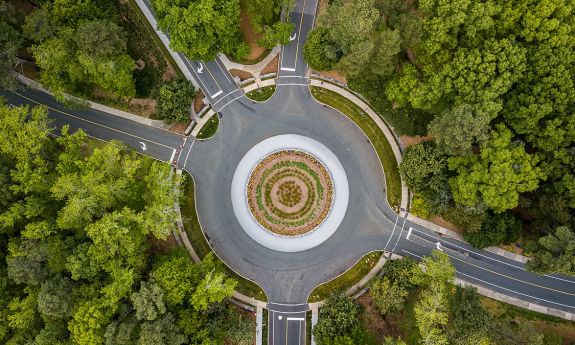 arial view of campus