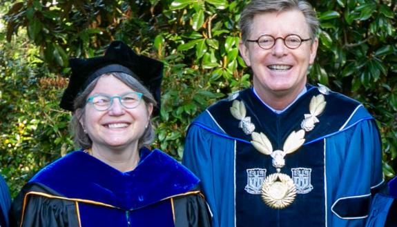 Provost Sally Kornbluth and President Vincent Price.
